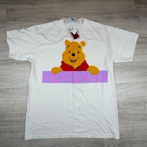 Vintage 90s Disney Winnie the Pooh White Graphic T Shirt Women's‎ L Kidcore NEW